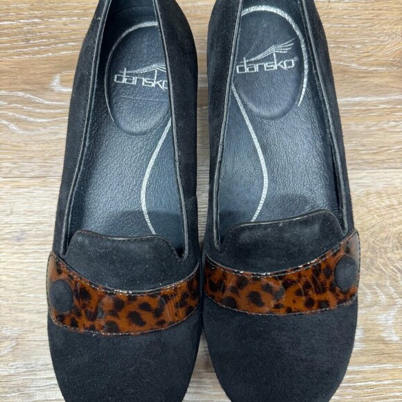 Dansko Olena Black Suede Tortoise Patent Accent Loafer Women's Size EU 36 - Picture 2 of 6
